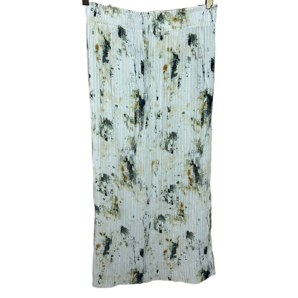 Primark Pleated Midi Skirt Sz 6 Abstract Elastic Waist Coquette Side Pleat New